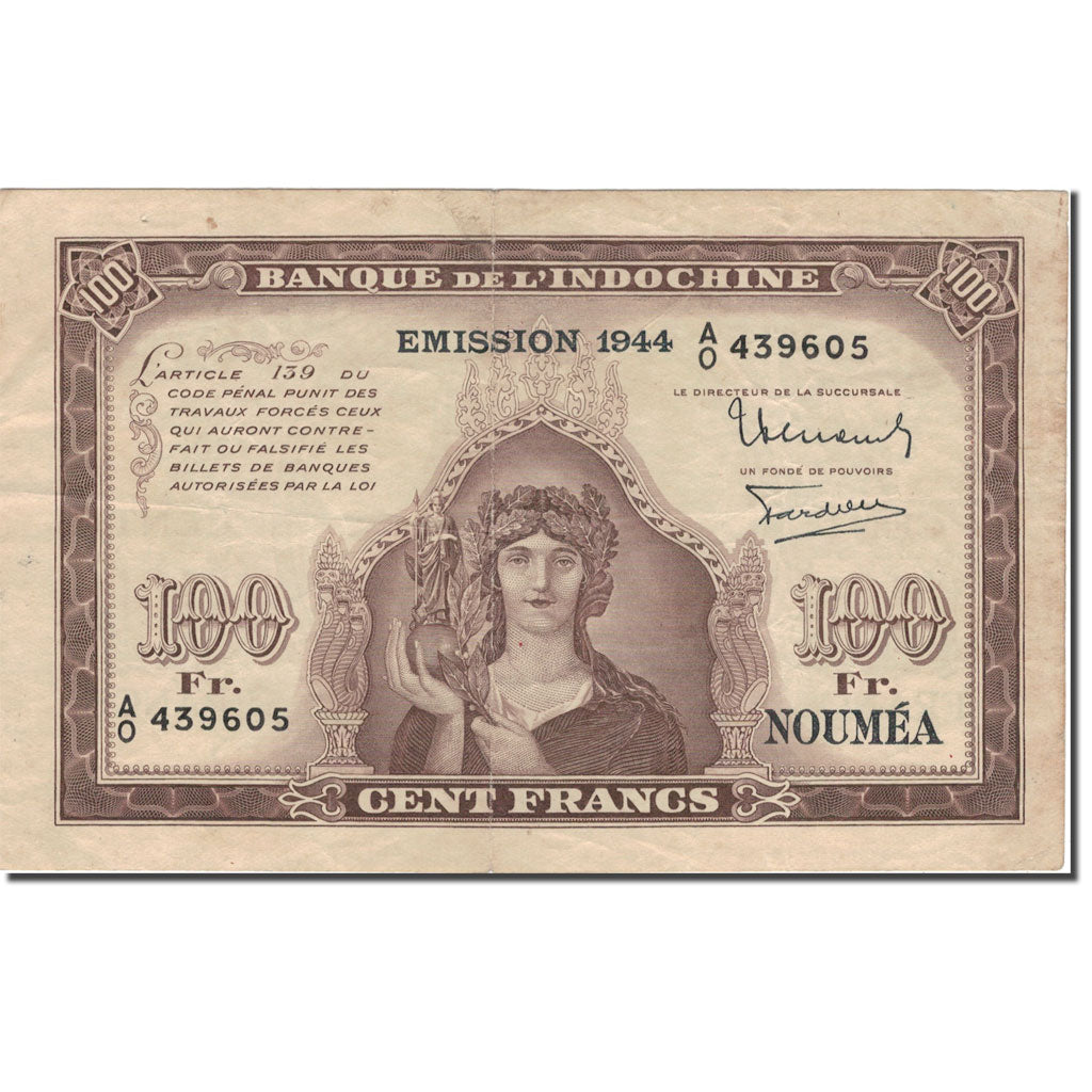 Billete de Nueva Caledonia, 100 francos