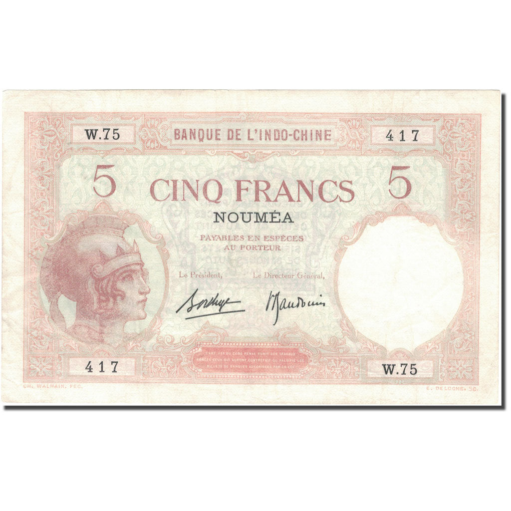 Billete de Nueva Caledonia, 5 francos