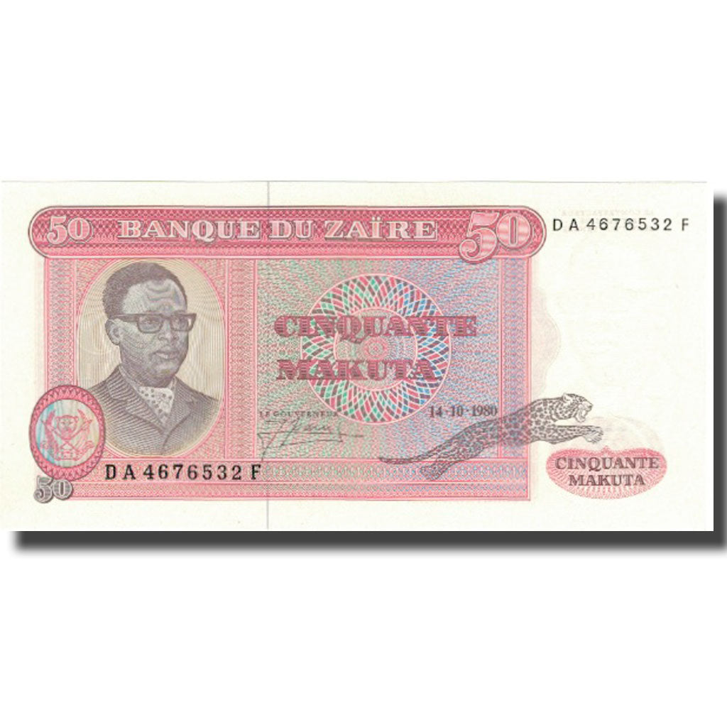 billete de banco,
Zaire,
50 makuta