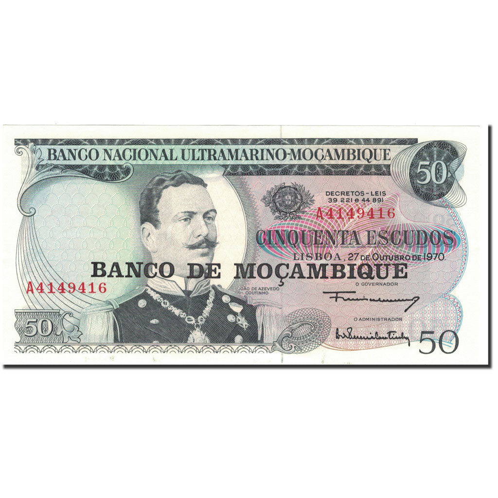 billete de banco,
Mozambique,
50 escudos