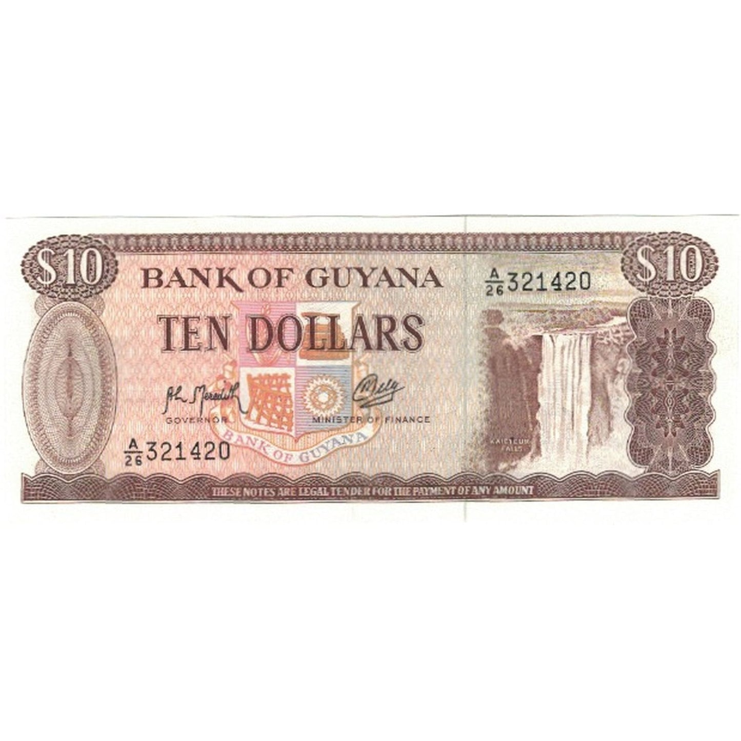 Billete de 10 dólares de Guyana