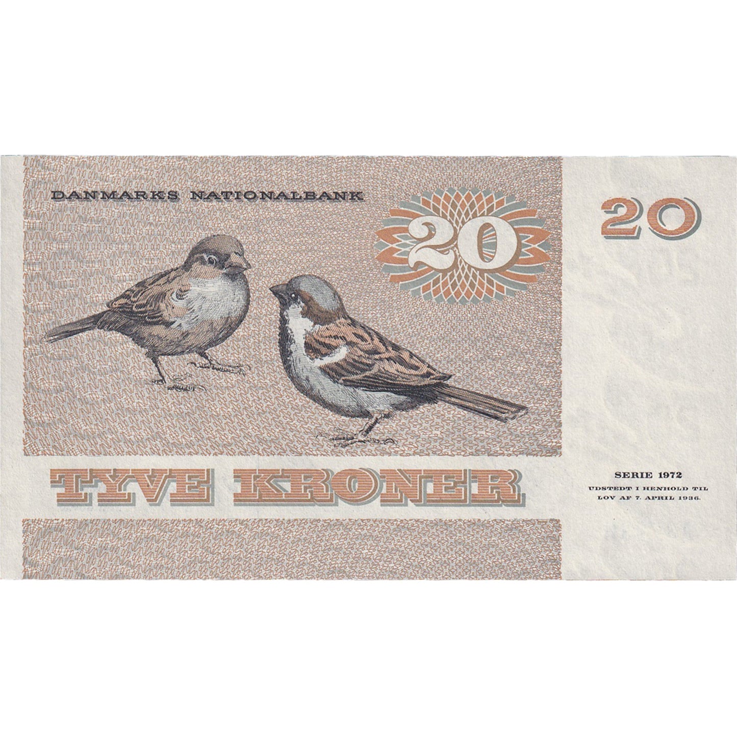 billete de banco,
Dinamarca,
20 coronas