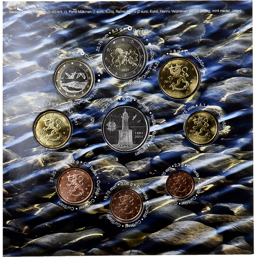 Finlandia,
Conjunto 1 ct. - 2 euros + ficha,
2011