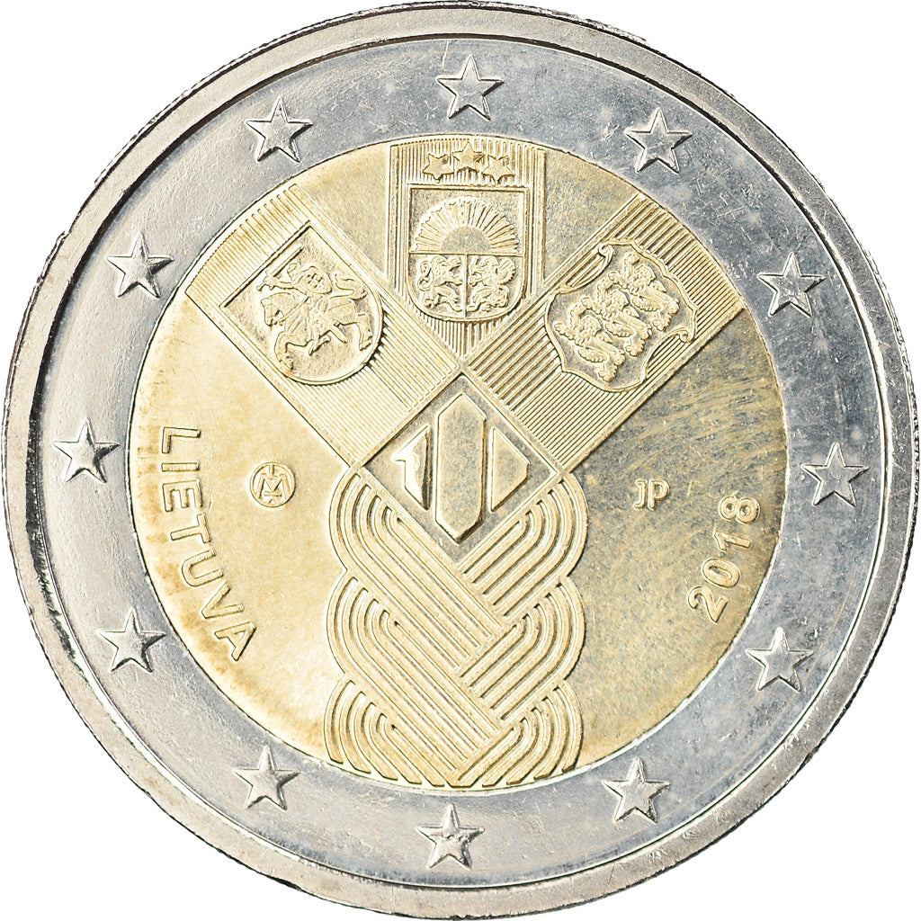 Lituania,
2 euros,
Centenario de la fundación de estados baldíos independientes