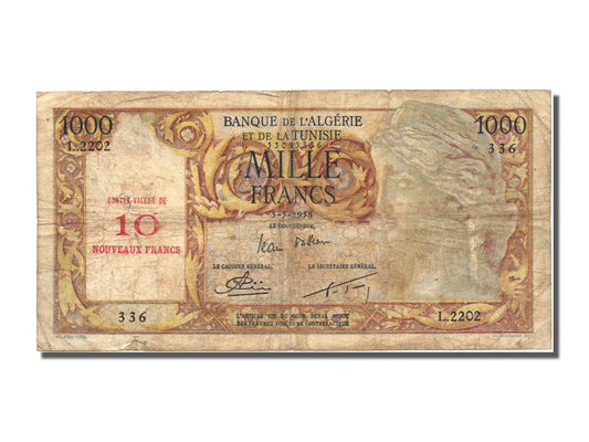 Billete de banco, Argelia, 

10 NF por 1000 francos