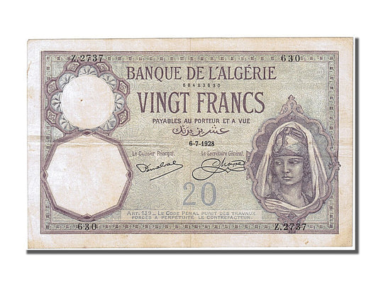 Billete de Argelia

20 francos
