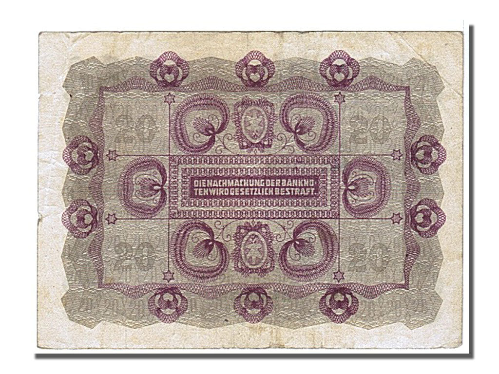 billete de banco, 
  
  Austria, 
  
  20 coronas