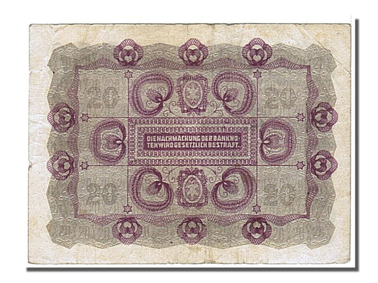 billete de banco, 
  
  Austria, 
  
  20 coronas