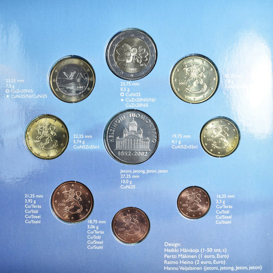Finlandia, 

1 céntimo a 2 euros, 

Juego de euros - Catedral de Helsinki