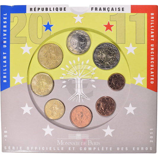 Francia,

1 céntimo a 2 euros,

2011
