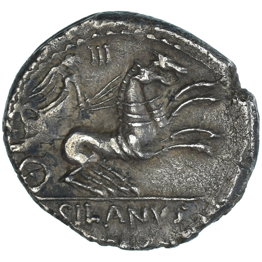 Acuñar, 
  
  D. Junio Silano, 
  
  Denario