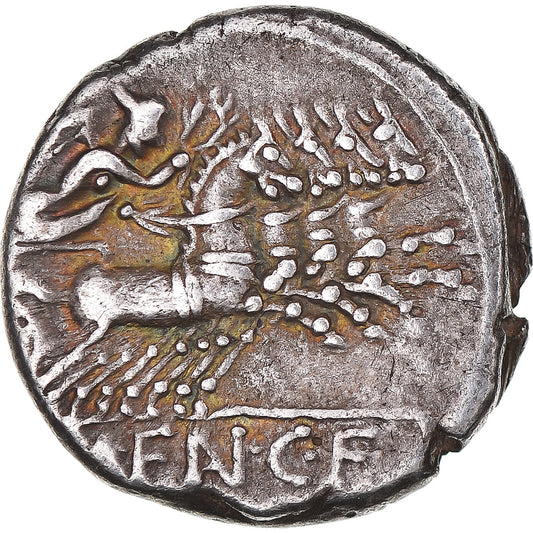 Acuñar, 
  
  M. Fannius C.f., 
  
  Denario