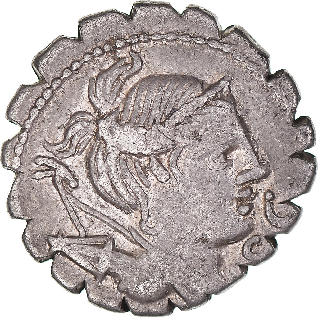 Acuñar, 
  
  Tí. Claudio Ti. F. Ap. norte. Nerón, 
  
  Denario Serrato