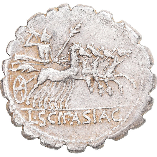 Acuñar, 
  
  Escipia, 
  
  Denario Serrato