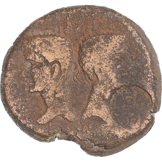 Moneda,

Augusto y Agripa,

Como