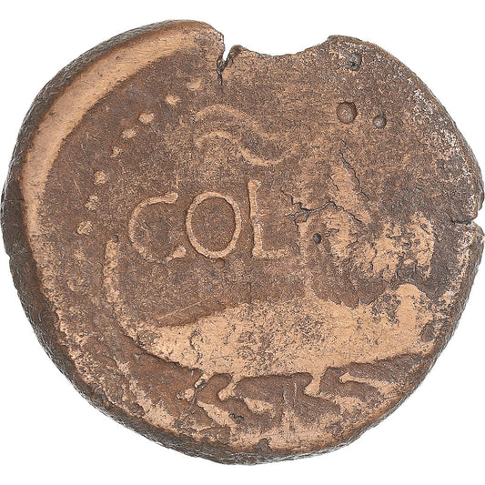 Moneda,

Augusto y Agripa,

Como