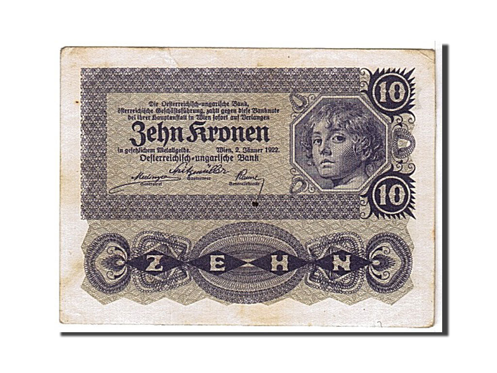 billete de banco, 
  
  Austria, 
  
  10 coronas