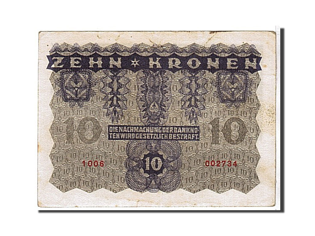 billete de banco, 
  
  Austria, 
  
  10 coronas