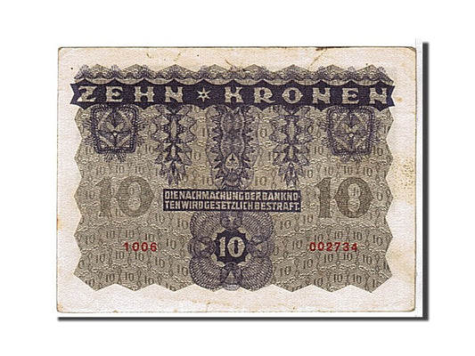 billete de banco, 
  
  Austria, 
  
  10 coronas