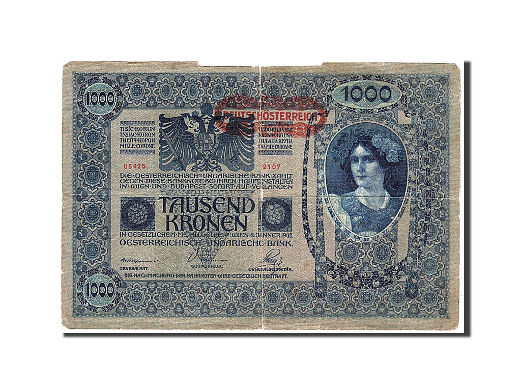 billete de banco, 
  
  Austria, 
  
  1000 coronas