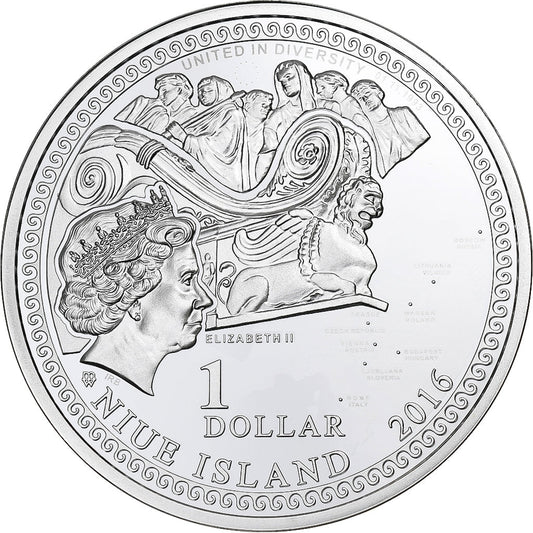 Niue,

Europa,

1 dólar