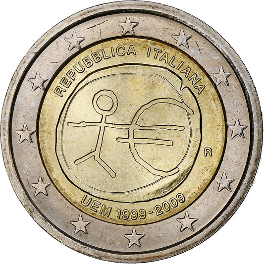 Italia, 

2 euros, 

Unión Monetaria Europea