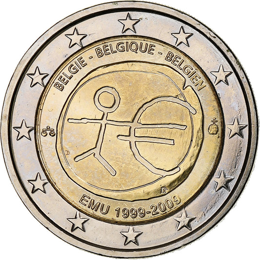 Bélgica, 

2 euros, 

10.º aniversario del emú