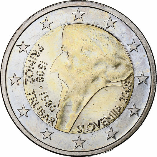 Eslovenia, 
  
  2 euros, 
  
  Primoz Trubar
