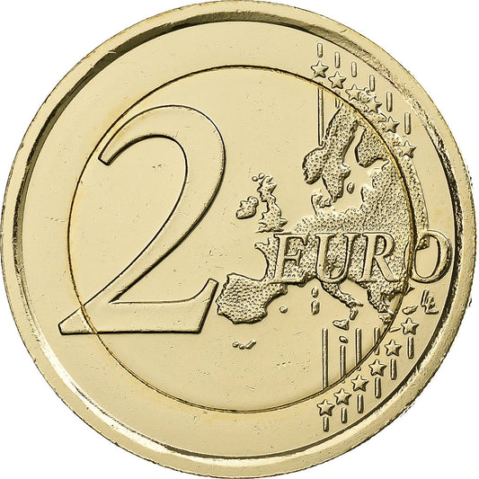 San Marino, 

2 euros, 

moneda bañada en oro