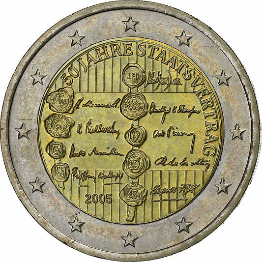 Austria, 
  
  2 euros, 
  
  50 aniversario del Tratado de Estado