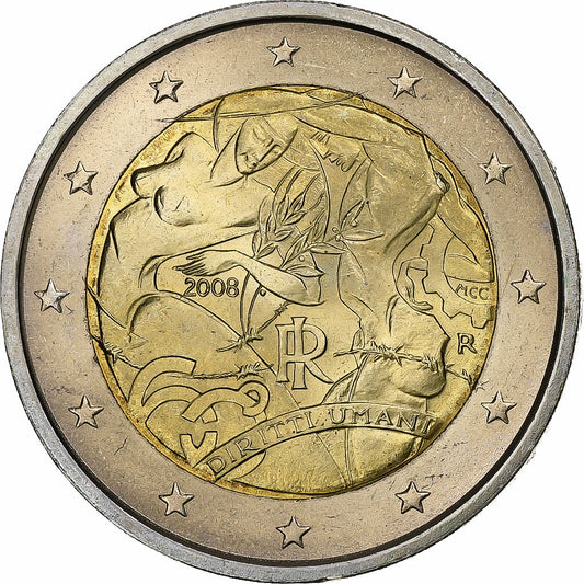 Italia, 
  
  2 euros, 
  
  Diritti Umani