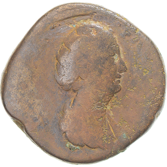 Acuñar, 
  
  Diva Faustina I, 
  
  Sestercio
