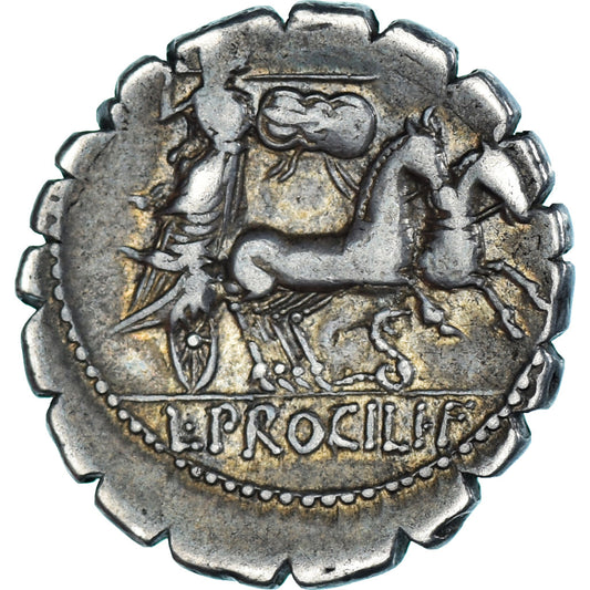 Acuñar, 
  
  Procilia, 
  
  Denario Serrato