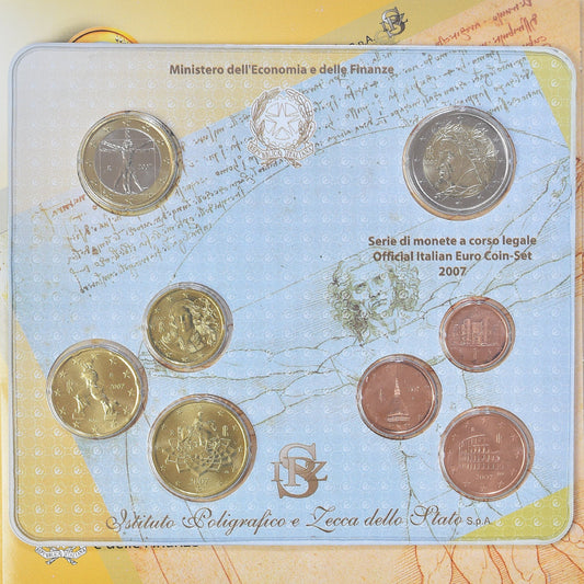Italia, 

Lote de 1 ct. - 2 euros, 

2007
