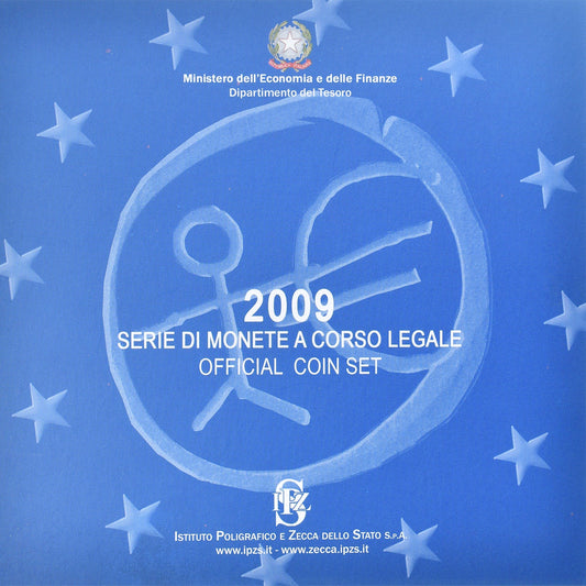 Italia, 

Lote de 1 ct. - 2 euros, 

2009