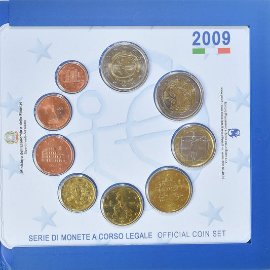 Italia, 

Lote de 1 ct. - 2 euros, 

2009