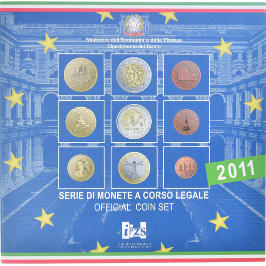 Italia, 

Lote de 1 ct. - 2 euros, 

2011