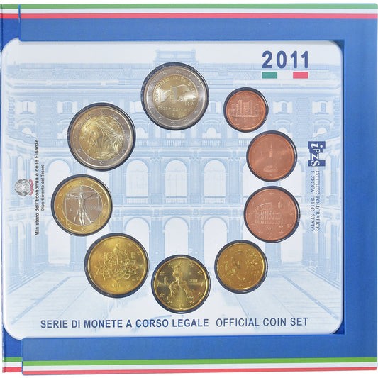 Italia, 

Lote de 1 ct. - 2 euros, 

2011