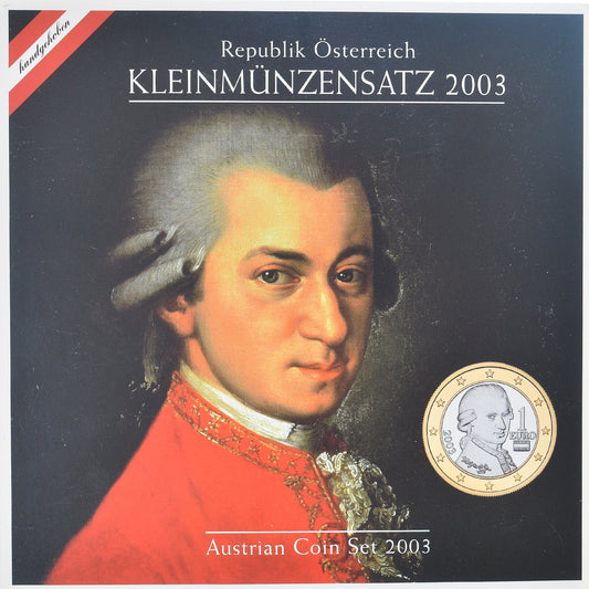Austria, 

Lote de 1 c. - 2 euros, 

2003