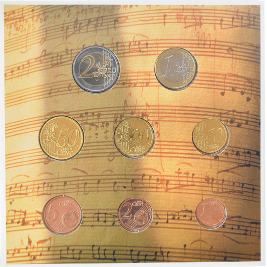Austria, 

Lote de 1 c. - 2 euros, 

2003