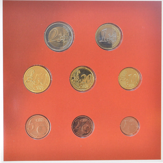 Austria, 

Lote de 1 c. - 2 euros, 

2004