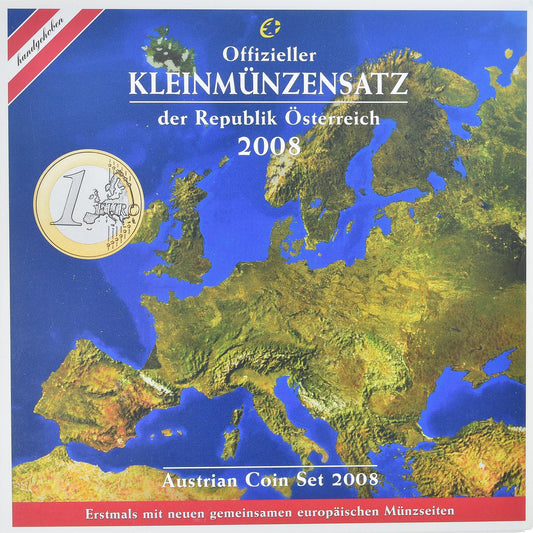 Austria, 

Lote de 1 c. - 2 euros, 

2008