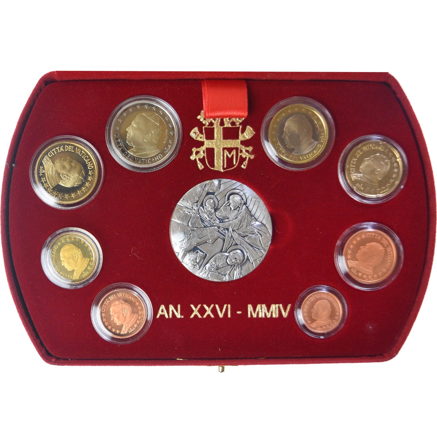 Vaticano, 
  
  1 céntimo a 2 euros, 
  
  Juego de 8 monedas Euro-1 Médaille .BE