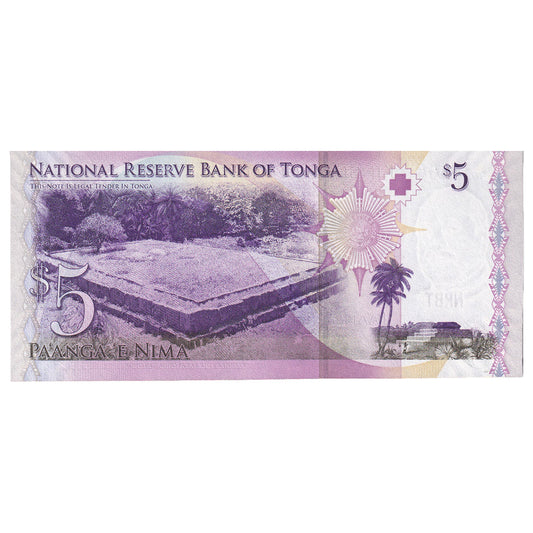billete de banco, 
  
  Tonga, 
  
  5 Pa'anga