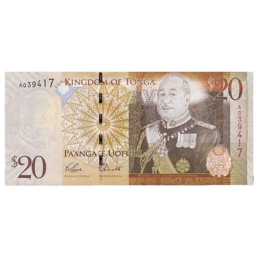 billete de banco, 
  
  Tonga, 
  
  20 Pa'anga