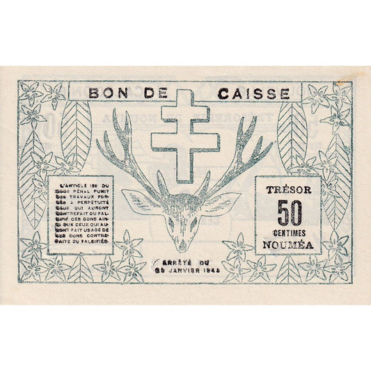 billete de banco, 
  
  Nueva Caledonia, 
  
  50 céntimos