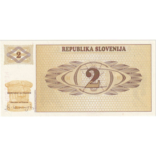 billete de banco, 
  
  Eslovenia, 
  
  2 (Tolarjev)