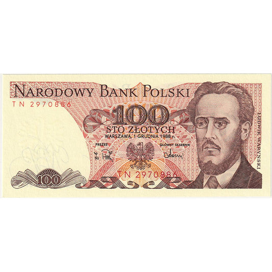 billete de banco, 
  
  Polonia, 
  
  100 Zlotych