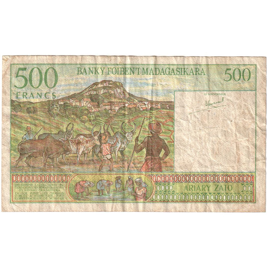 Madagascar, 
  
  500 francos = 100 ariary, 
  
  FV(20-25)