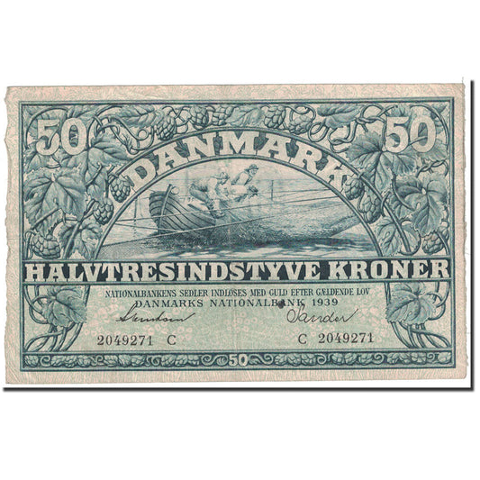 billete de banco, 
  
  Dinamarca, 
  
  50 coronas